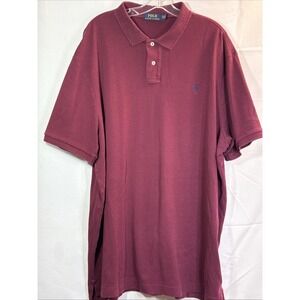 Polo Ralph Lauren Men's Polo Shirt XXL Burgundy Short Sleeve Classic Fit Pony